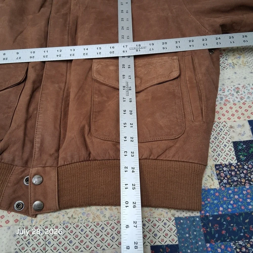 Vintage Fluid International Mens L Brown Leather A2 Bomber Flight Jacket Pockets